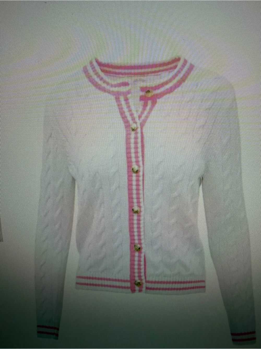 NWT Lilly Pulitzer Brockton Cardigan Sweater Resort White & Conch Shell Pink S